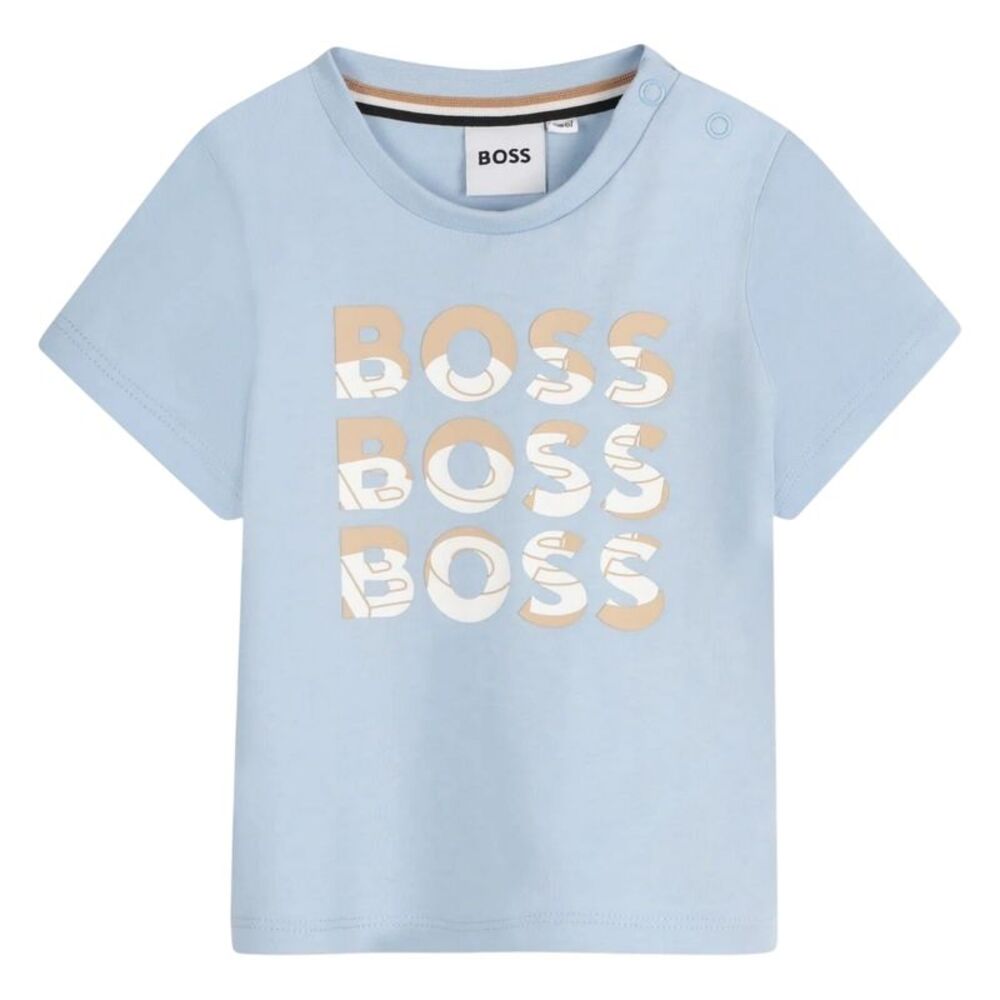 Boss Childrens/Kids Lettering Crew Neck Regular T-Shirt / Persian Blue